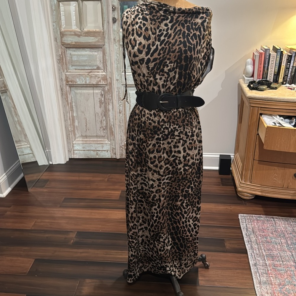 Vintage Liz Claiborne off shoulder animal print dress midi size 6